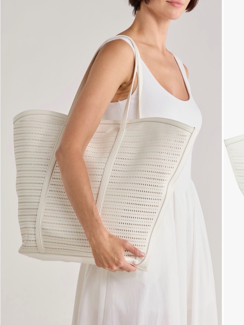 BCBG Flared Perforated Faux Leather Tote Bag - Minimal Everyday Carry